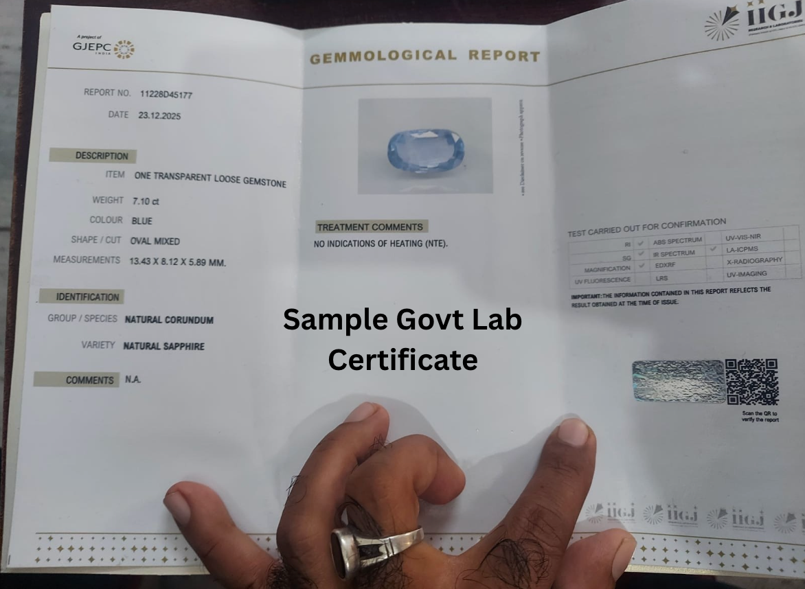 Sri Lankan Blue Sapphire Certificate
