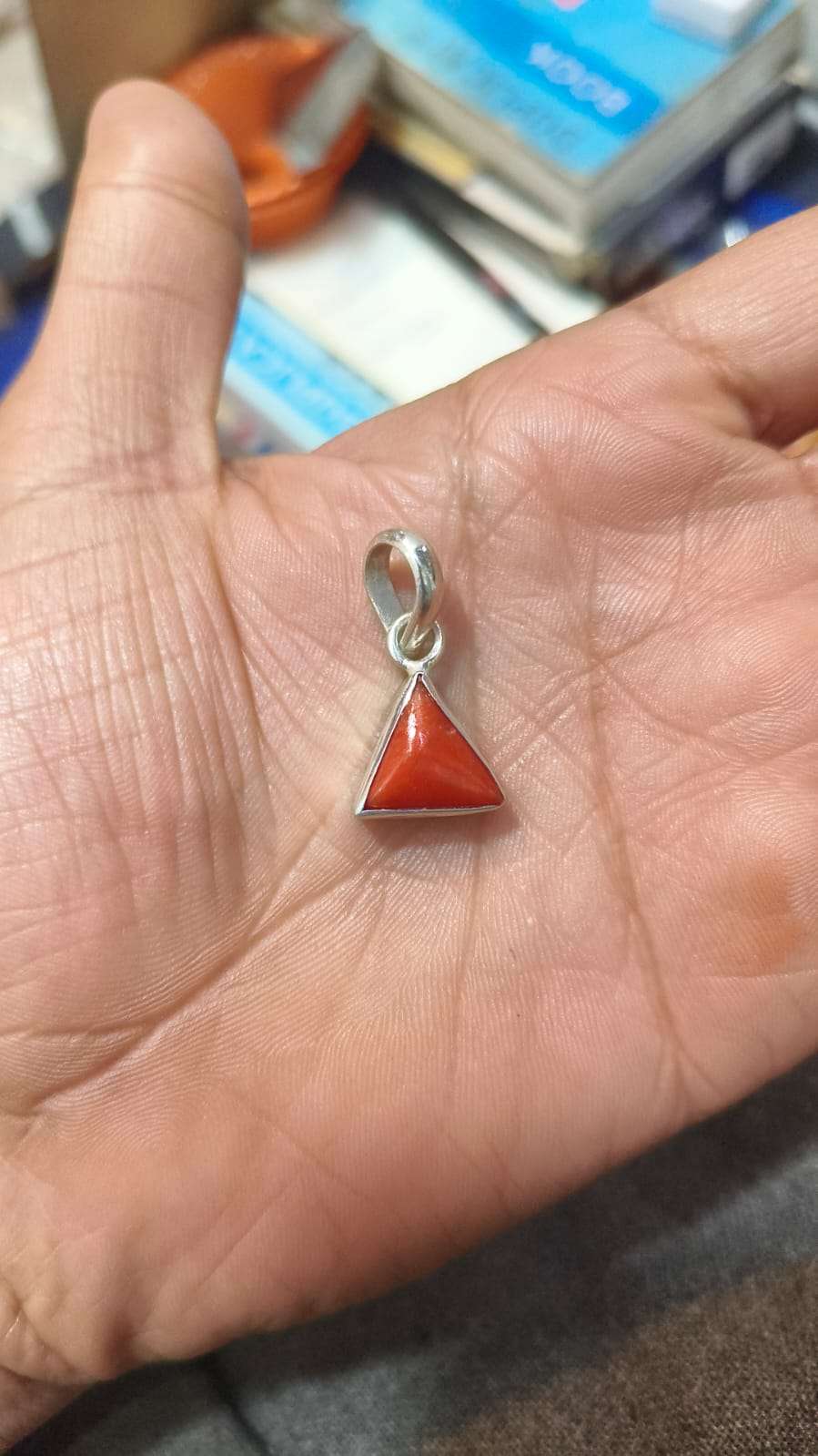Triangle Red Coral Pendant With Certificate – Vedic Crystals