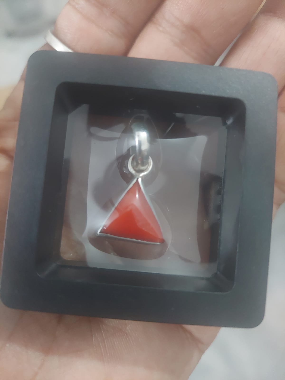 Triangle Red Coral Pendant