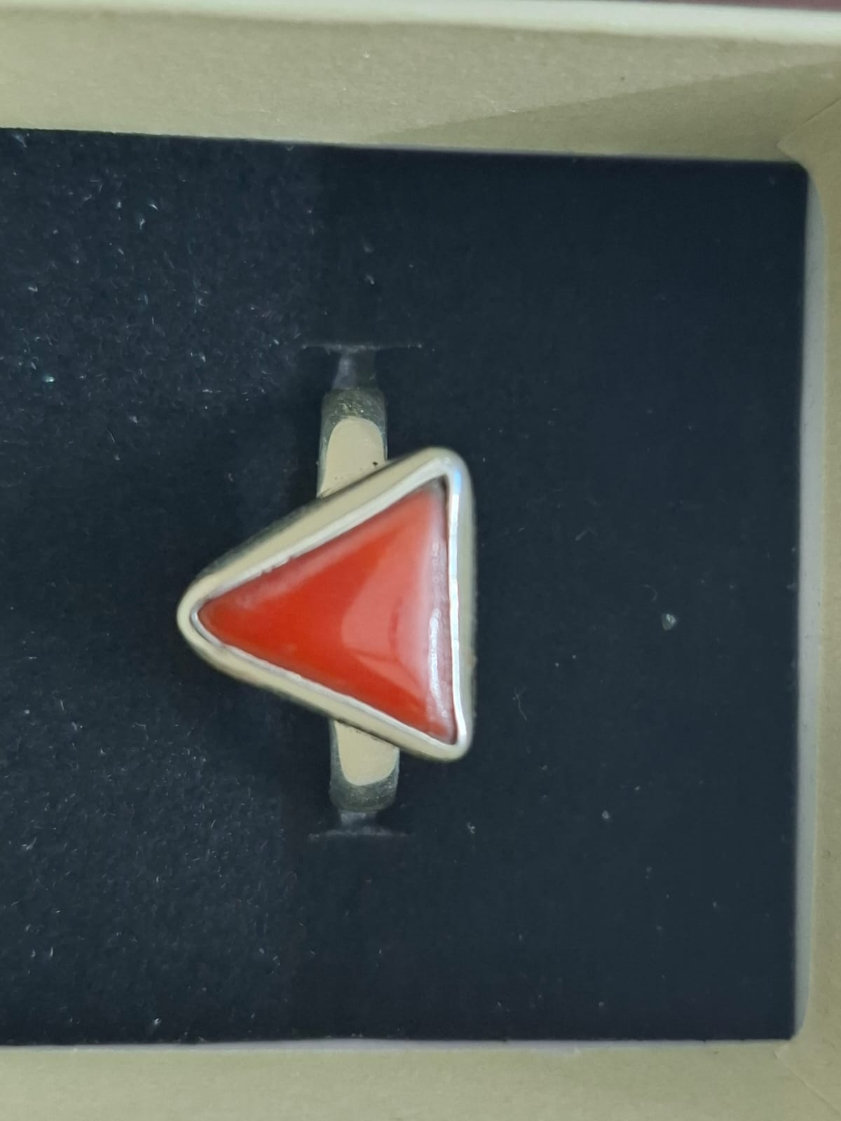 Triangle Red Coral Ring 