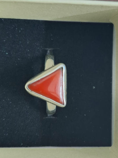 Triangle Red Coral Ring 