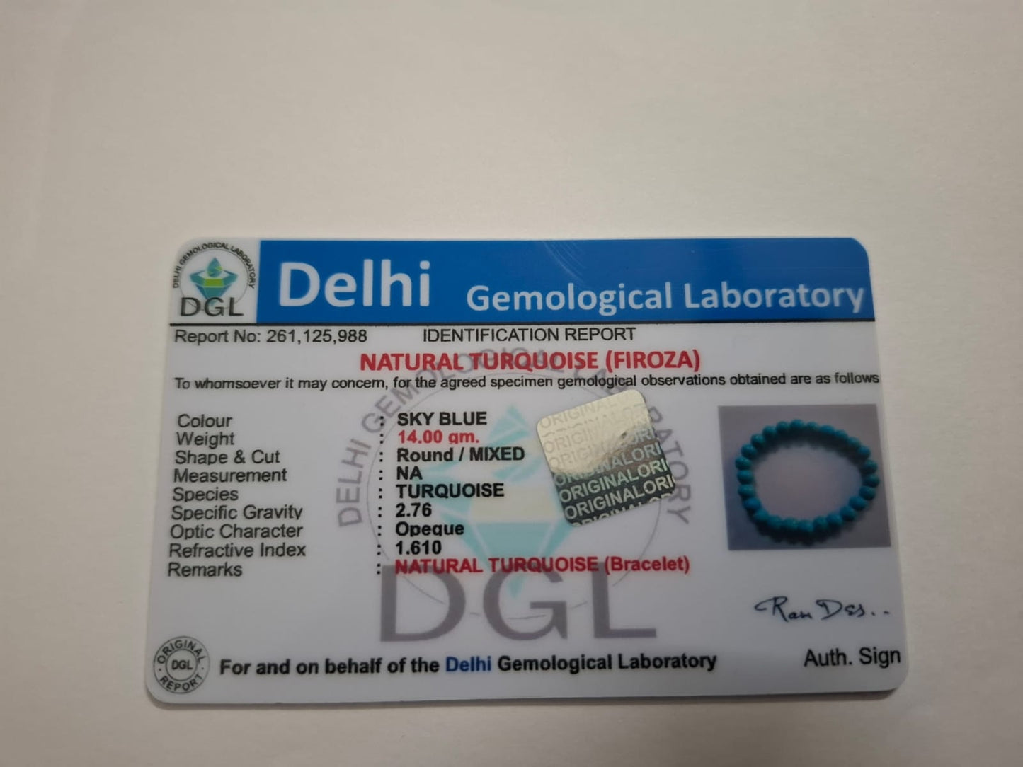 Turquoise Certificate