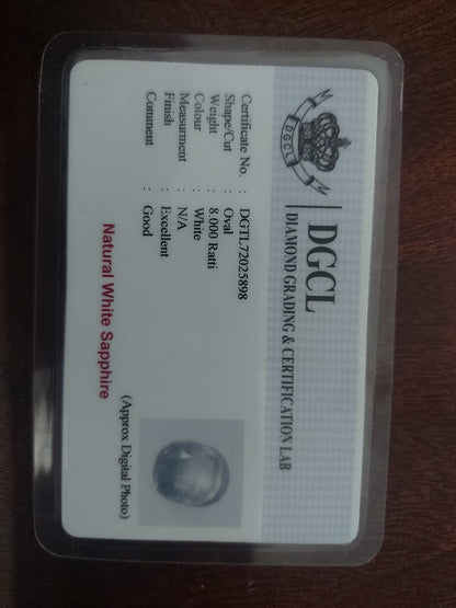 White Sapphire | 4-12 ratti | Safed Pukhraj | Sri Lankan | With Certificate