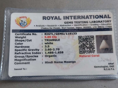 White Coral Certificate | Triangle | 5 carat