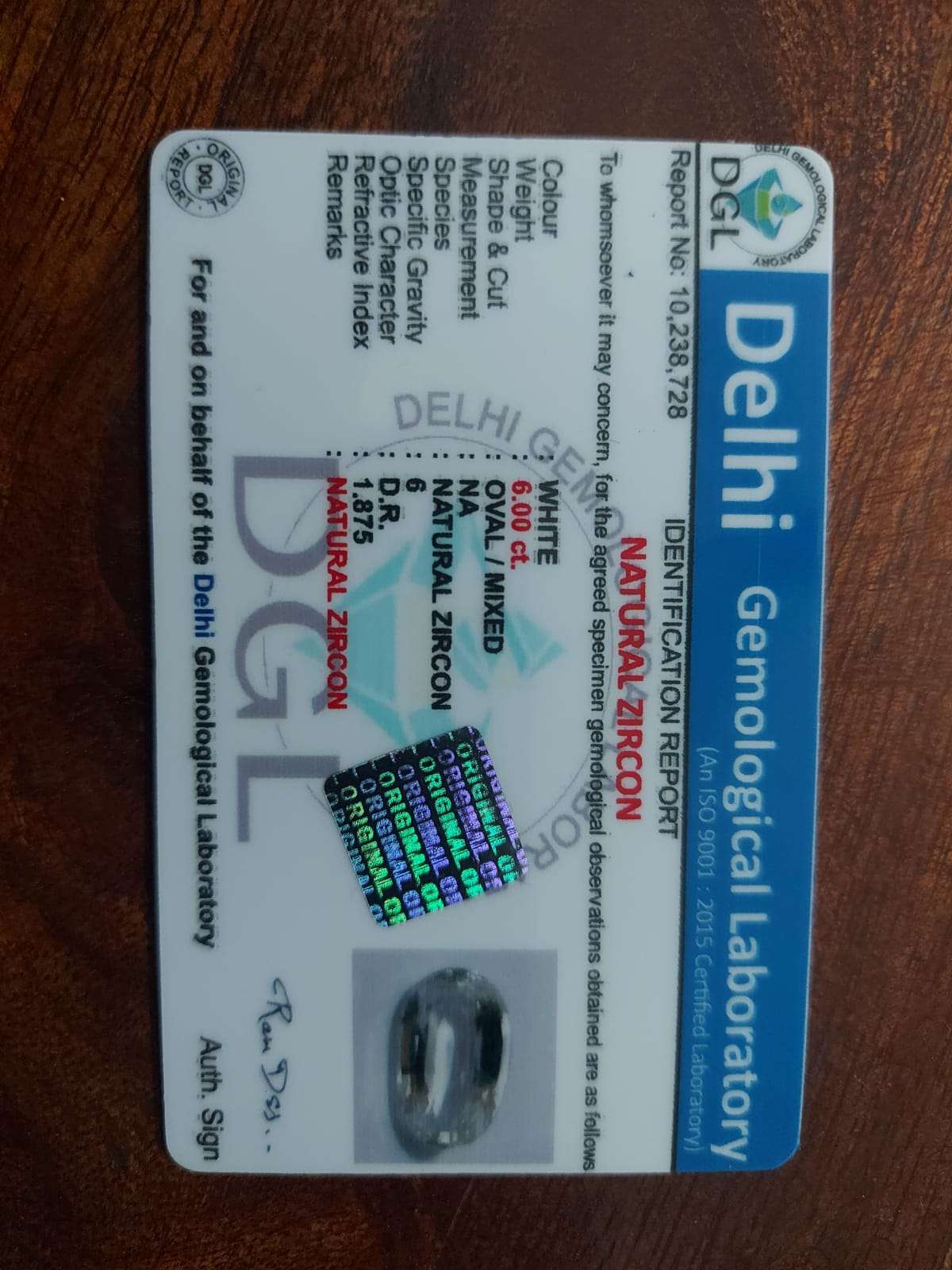 White Zircon Stone | Safed Zircon | 6 Carat | Certificate