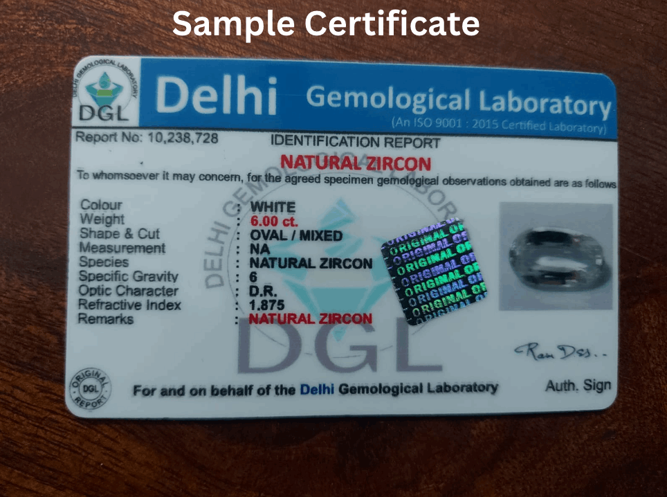 White Zircon stone | Safed Jarkan | Certificate