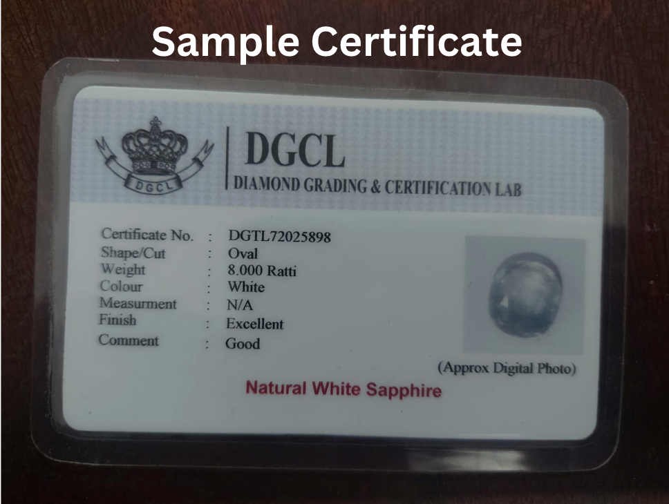 White Sapphire Certificate | Sample