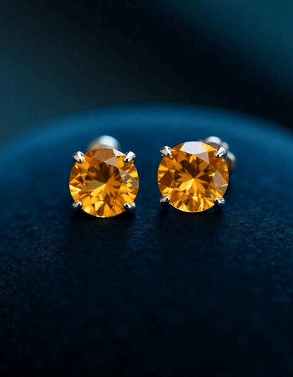 Yellow Topaz Stone earrings Silver Earrings With Lab