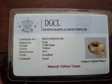 Yellow Topaz Certificate 5 ratti