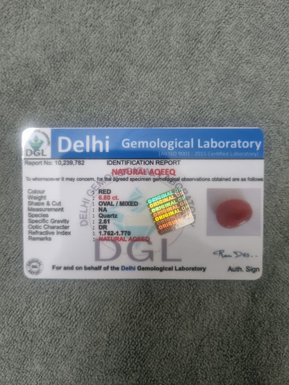 Yemeni Aqeeq Certificate | 6.5 carat