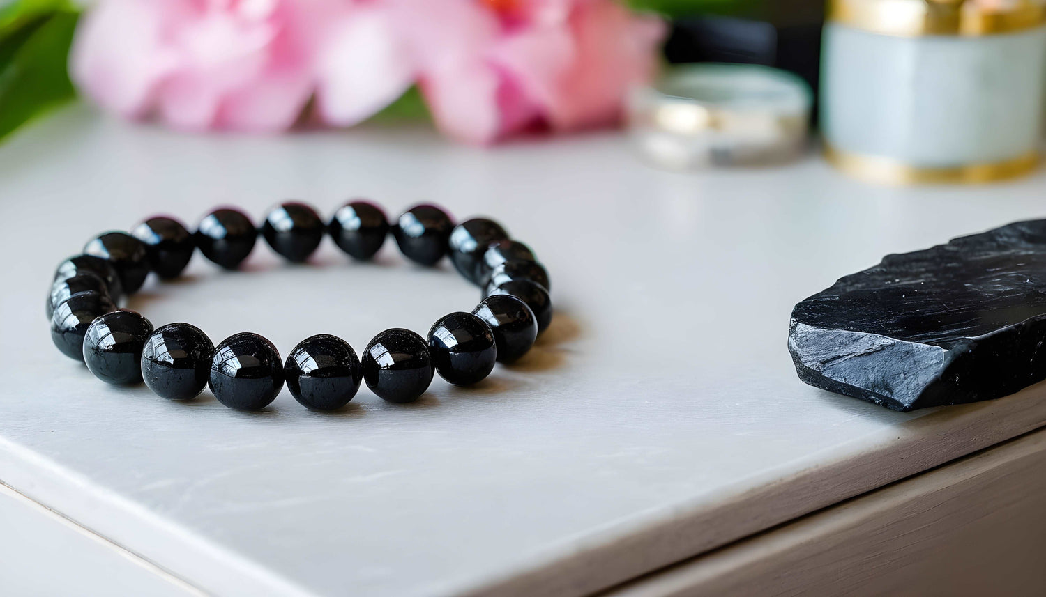 Black Tourmaline Bracelet - for protection from negative energy (Nazar)